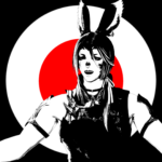 A FFXIV Viera with a red circle behind him, captured with a vivid ReShade photo filter.